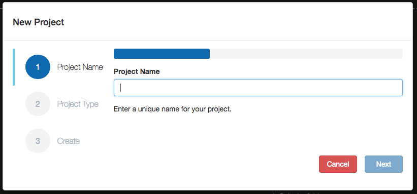 Projects screen