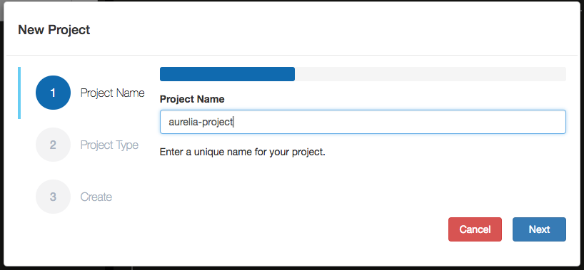 Projects screen